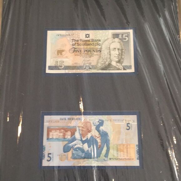 2-2005 5 Five pound Jack Nicklaus Golf Notes mounted St Andrews British Open - Picture 2 of 2